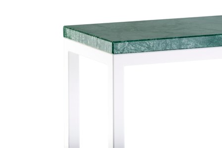 Sidetable groen marmer wit metaal onderstel 100x76x20 cm side-tabel.nl