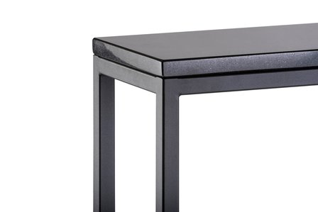 Sidetable zwart graniet zwart metaal onderstel 100 x 76 x 20 cm side-tabel.nl