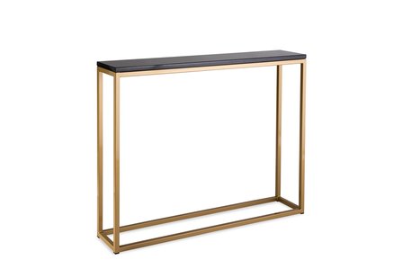 Sidetable zwart graniet goud metaal onderstel 100 x 76 x 20 cm side-tabel.nl