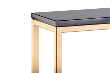 Sidetable zwart graniet goud metaal onderstel 100 x 76 x 20 cm side-tabel.nl