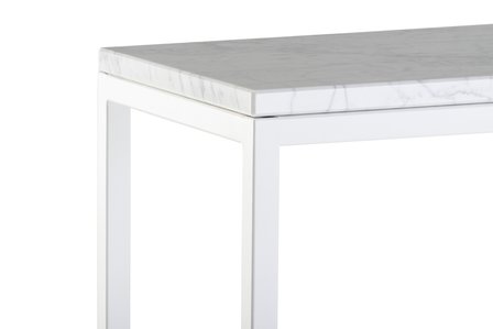 Sidetable wit marmer - wit onderstel 120x30cm side-table.nl