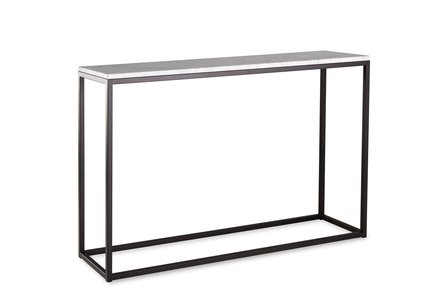 Sidetable wit marmer - zwart onderstel 120x30cm side-table.nl