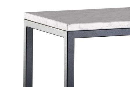 Sidetable wit marmer - zwart onderstel 120x30cm side-table.nl