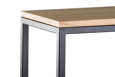 Sidetable eiken hout - zwart onderstel 120x30cm side-table.nl