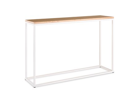 Sidetable eiken hout - wit onderstel 120x30cm side-table.nl