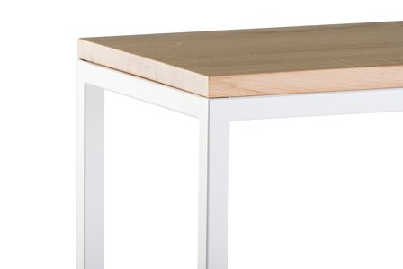 Sidetable eiken hout - wit onderstel 120x30cm side-table.nl