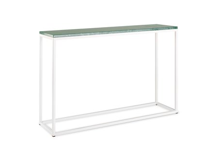Sidetable groen marmer - wit onderstel 120x30cm side-table.nl