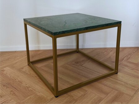 Salontafel groen marmer - goud onderstel 60x60cm