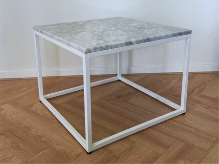 Salontafel wit marmer - wit onderstel 60x60cm