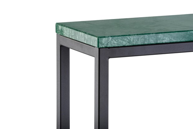 Sidetable groen marmer zwart metaal onderstel 100x76x20 cm side-tabel.nl