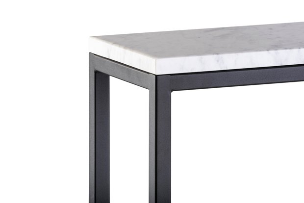 Sidetable wit marmer zwart metaal onderstel 100 x 76 x 20 cm side-tabel.nl