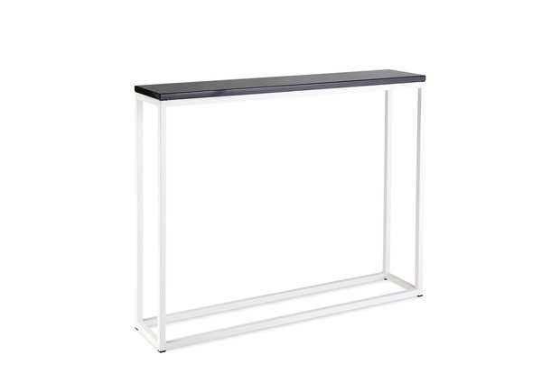 Sidetable zwart graniet wit metaal onderstel 100 x 76 x 20 cm side-tabel.nl