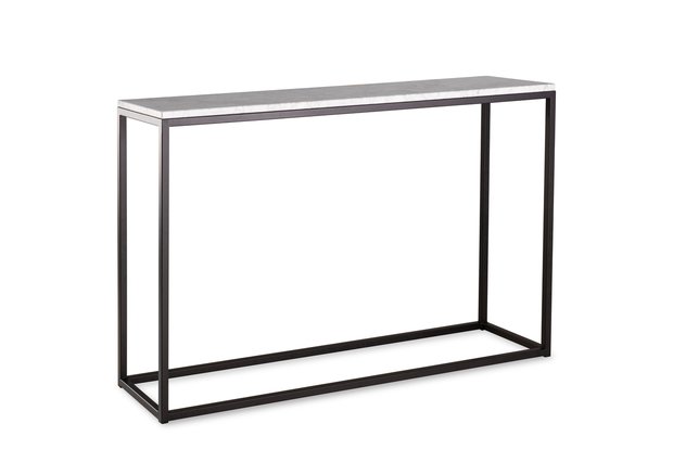 Sidetable wit marmer - zwart onderstel 120x30cm side-table.nl