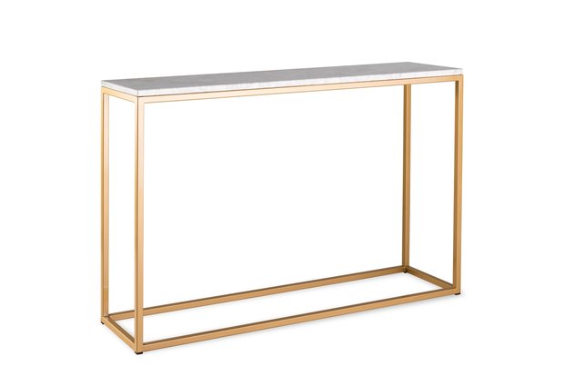 Sidetable wit marmer - goud onderstel 120x30cm side-table.nl