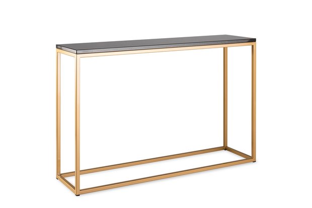 Sidetable zwart graniet - goud onderstel 120x30cm side-tabel.nl
