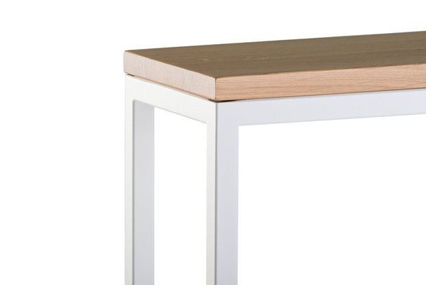 Sidetable eiken hout - wit onderstel 100x20cm side-table.nl