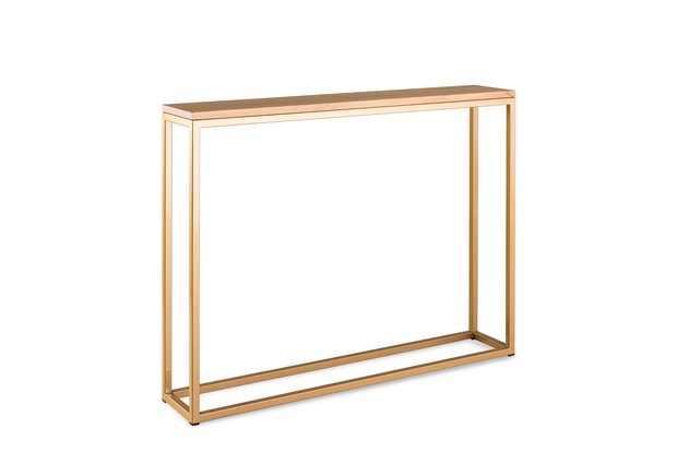 Sidetable eiken hout - goud onderstel 100x20cm side-tabel.nl