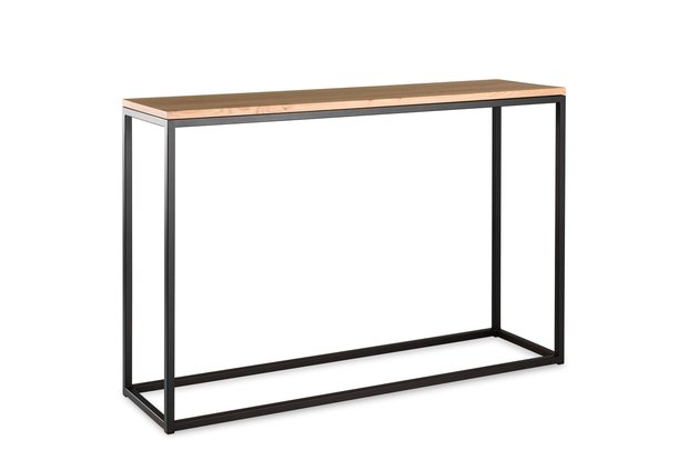 Sidetable eiken hout - zwart onderstel 120x30cm side-table.nl