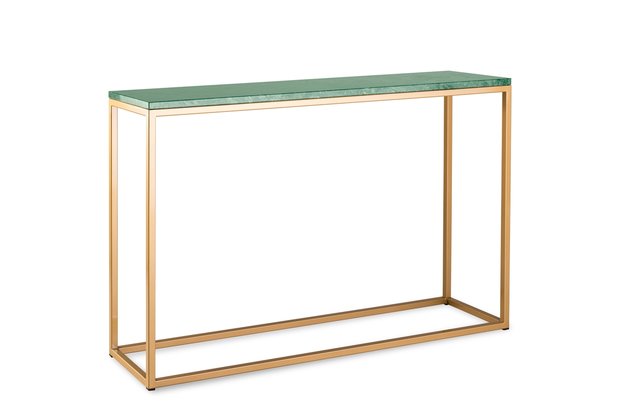 Sidetable groen marmer - goud onderstel 120x30cm side-tabel.nl