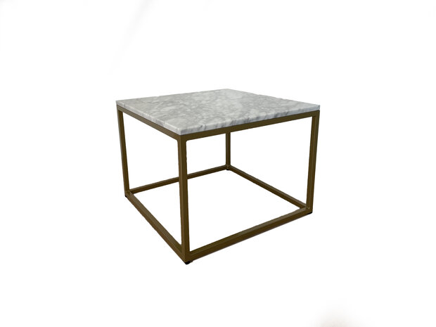 Salontafel-vierkant-wit-marmer-goud-metaal-onderstel-side-table