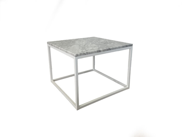 Salontafel-vierkant-wit-marmer-goud-metaal-onderstel-side-table kopie