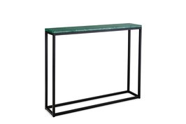 Sidetable groen marmer - zwart onderstel 100x20cm 