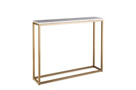 Sidetable wit marmer - goud onderstel 100x20cm 