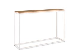 Sidetable eikenhout - wit onderstel 120x30cm
