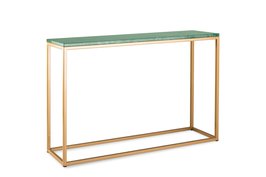 Sidetable groen marmer - goud onderstel 120x30cm