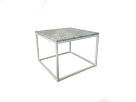 Salontafel wit marmer - wit onderstel 60x60cm